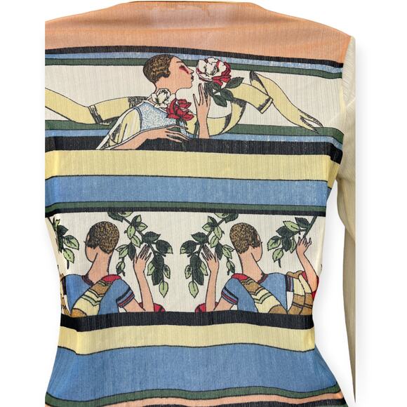 Vintage San Francisco Shirt Works | M | Art Deco Button Front Top Blouse 70's - Picture 2 of 7